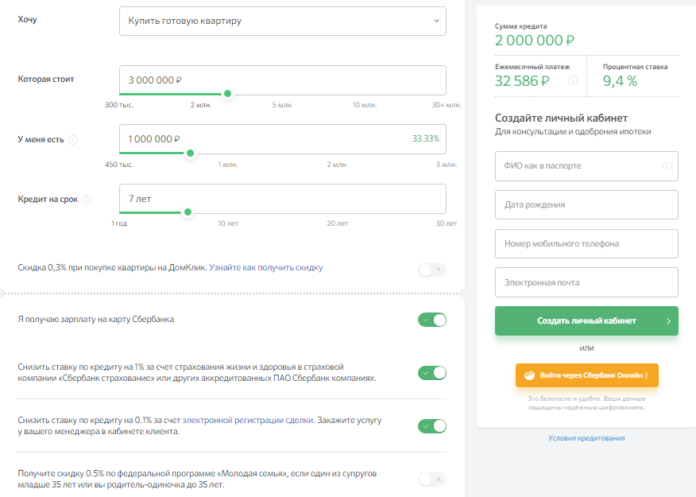 Онлайн-калькулятор для самостоятельного расчета ипотечного кредита в Сбербанке в 2017 году